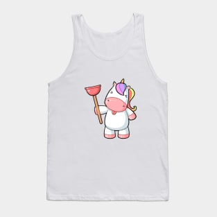 Kawaii unicorn holding plunger Tank Top